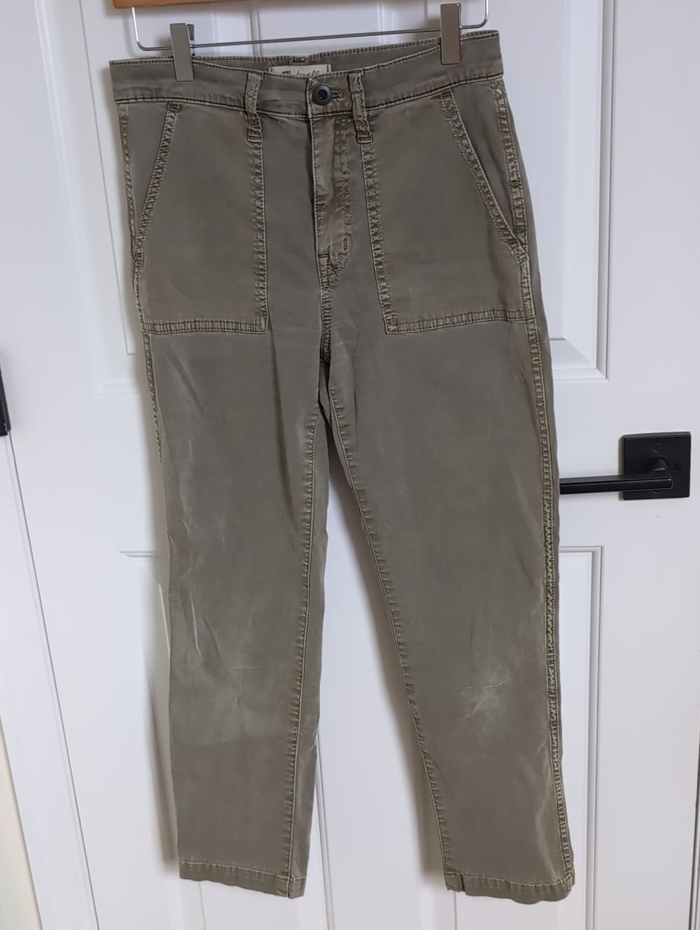 Madewell Cargo-Style Olive Pants, 26